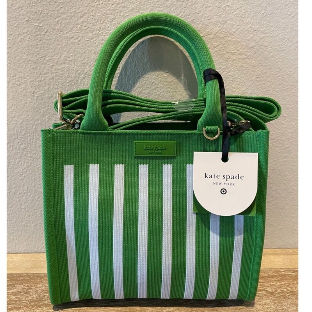 Kate Spade Green - New York c Target - green - light blue Striped Tote Bag